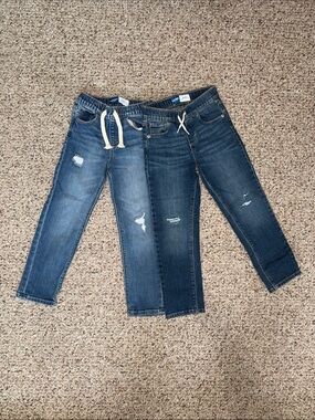 Bundle of Distressed Drawstring Waist Jeans - Blue Denim 5T